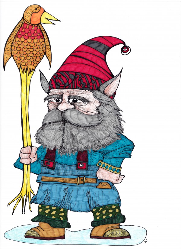 Gnome with Bird by Susan Watson